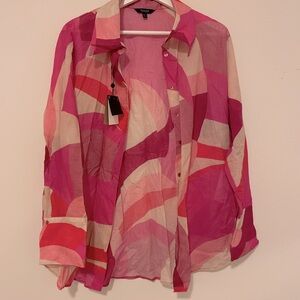 MASSIMO DUTTI TIE FRONT COLOURFUL BUTTON DOWN SHIRT